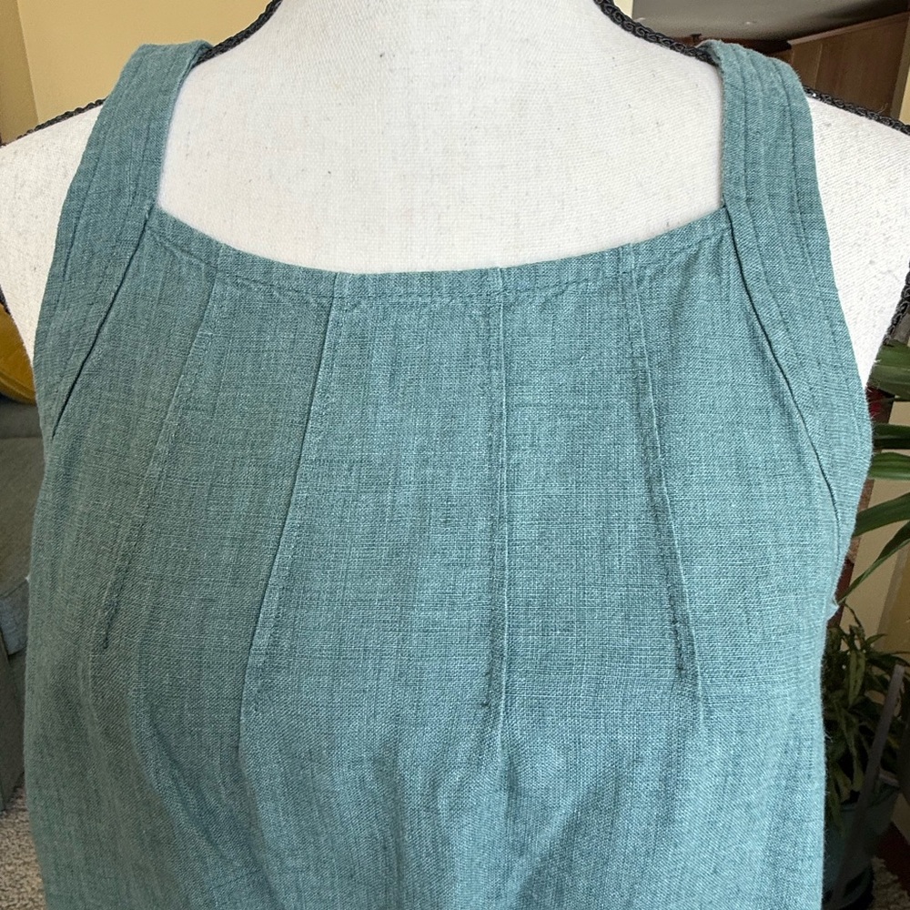 J Jill linen peacock colored maxi dress with pleated finish front & back. Size m - Picture 4 of 8